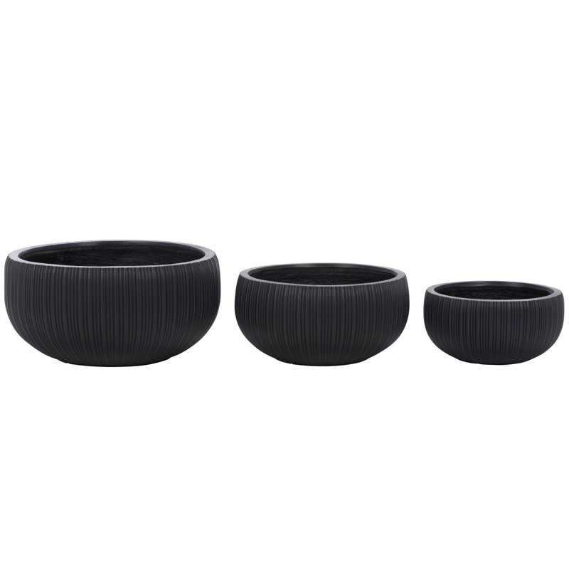 Anita Planter Pot Set Of 3, Black