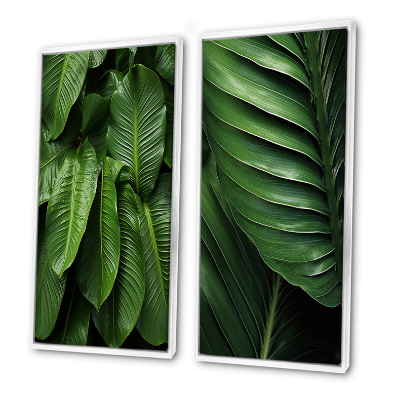 Ensemble de 2 impressions sur toile Emerald, Cadre blanc, H 40 po x l 41 po