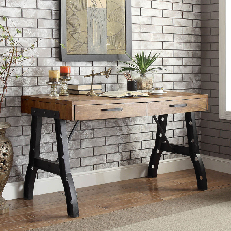 Bureau en bois massif deux tons Woodson