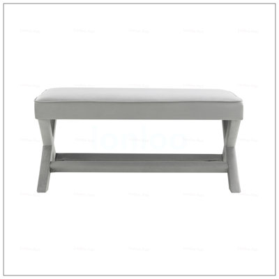 Comfort Double Bench Upholstered In Velvet Fabric, Stylish X-Crossed Legs, High-Quality Piped Cushion, Ideal For Modern Living