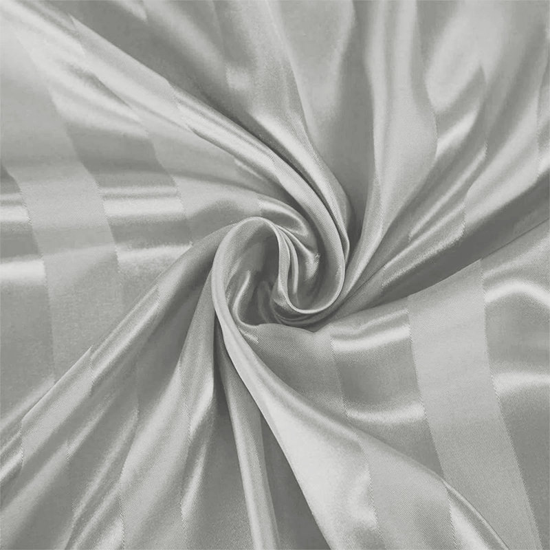 Premium Stripe Fitted Sheet - Deep Pocket, Wrinkle-Free, Ultra Soft Microfiber Bed Sheet, Single (3'), Silver Striped