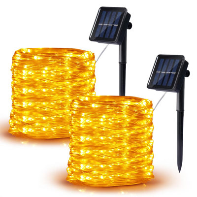 Solar Powered 100 LED String Light Holiday Decorations Outdoor Waterproof With 8 Modes(Set of 2)