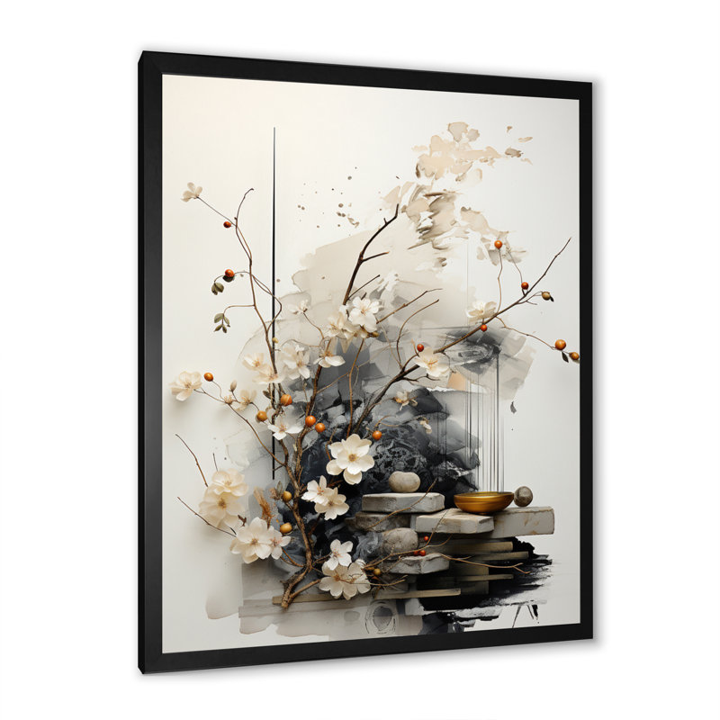 Jaciya Asian Art Classics Sumi III - Art mural asiatique pour le salon, H 20 po x l 12 po, Cadre photo unique, Noir