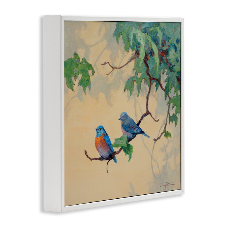 «Birds Together», estampe numérique de Floy Zittin, H 12 po x l 12 po, Estampe numérique encadrée blanc bord de mer