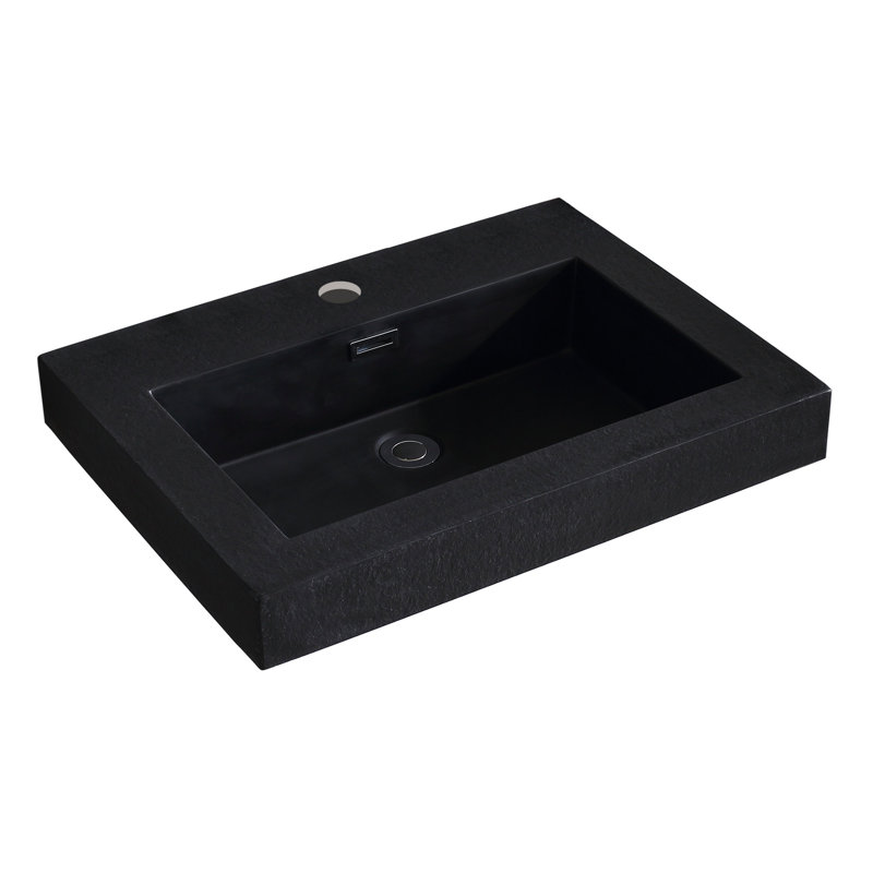 Dowell 24" Rectangular Drop-In Bathroom Sink with Overflow, Black