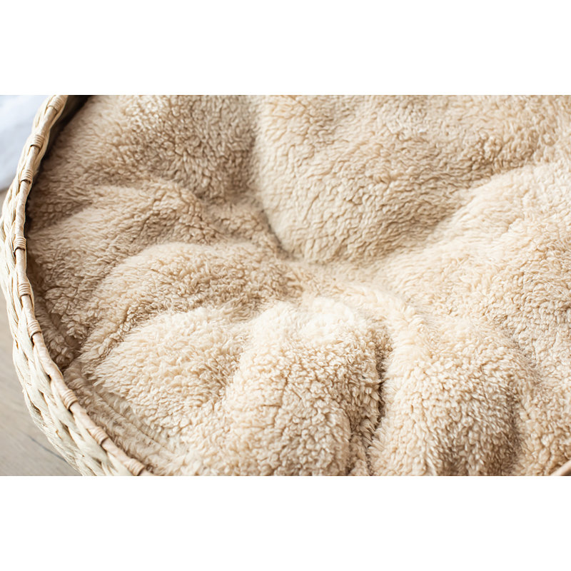 Medium Beige Paper Rope Round Pet Bed with Pillow