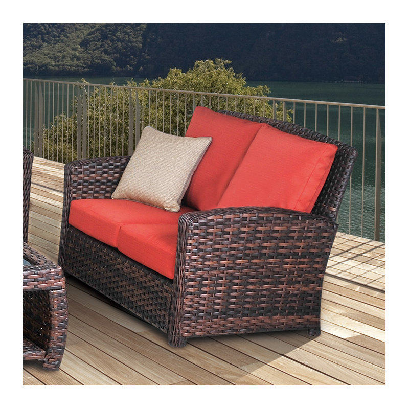 Coreopsis 54.5'' Wide Straight Premium All-Weather Wicker Loveseat with Cushions, Cast Shale Sunbrella® Plainweave
