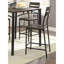 Table carrée 5 pièces à hauteur de comptoir avec 4 chaises hautes à dossier à lattes en brun antique et noir, style industriel pour 5 personnes de style transitionnel, avec table en bois et métal noir