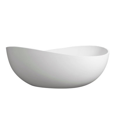 63 Inch Freestanding Solid Surface Soaking Bathtub