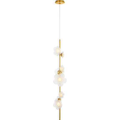 Petaluma 7" Vertical Pendant with Etched and Clear Glass Flowers