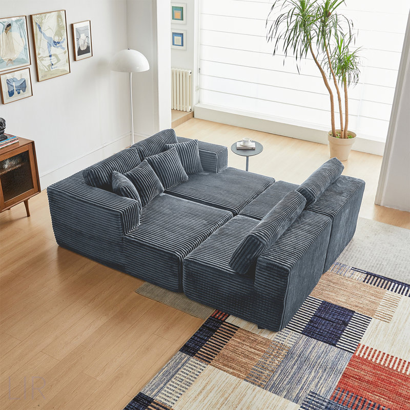 Ensemble de canapé modulaire en tissu Corduroy Cloud Couch