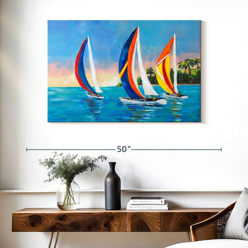 Morning sails at sea Aletra, H 26 po x l 39 po