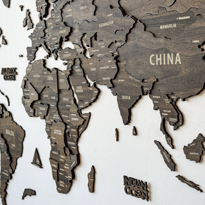 3D Wooden World Map Wall Art – Push Pin World Map Décor, Multisize Wooden Wall Map