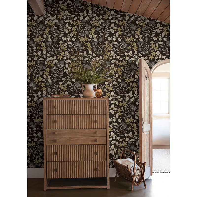 Mildred Black Botanical Trail Wallpaper, Black