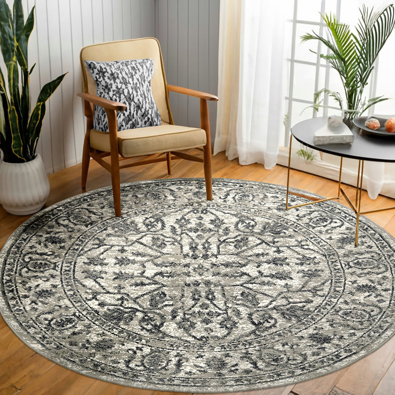 Tapis gris anthracite Calam, Rond 7 pi 10 po