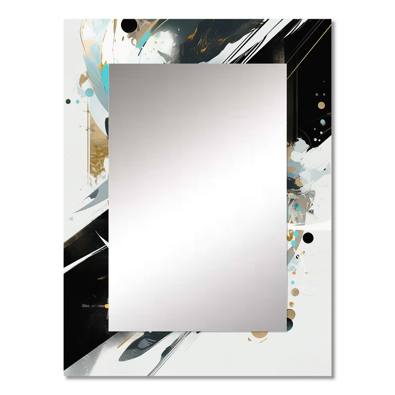 Vert blanc blanc cubiste kaléidoscope II - grand miroir mural cubique, art moderne unique, 32 po x 24 po