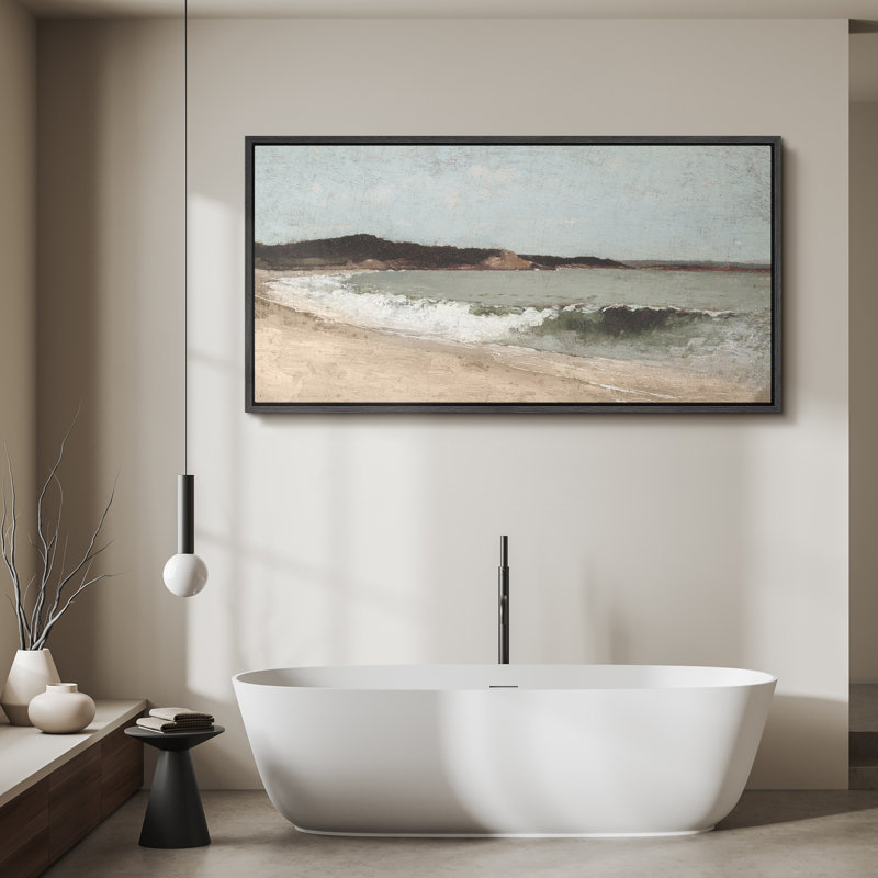 Coastal Beach Coastal Serenity Beachscape Ocean, 30" H x 60" W, Noir, noir, noir, noir