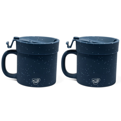 Silipint: Coffee Mug 16oz: 2 Pack - Speckled Blue -Silicone Handled Unbreakable Cups