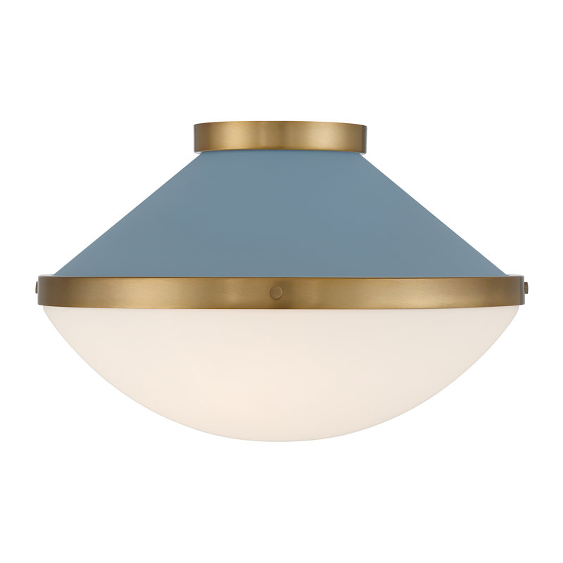 Bolderberg 2 Light Vibrant Gold Flush Mount, Blue