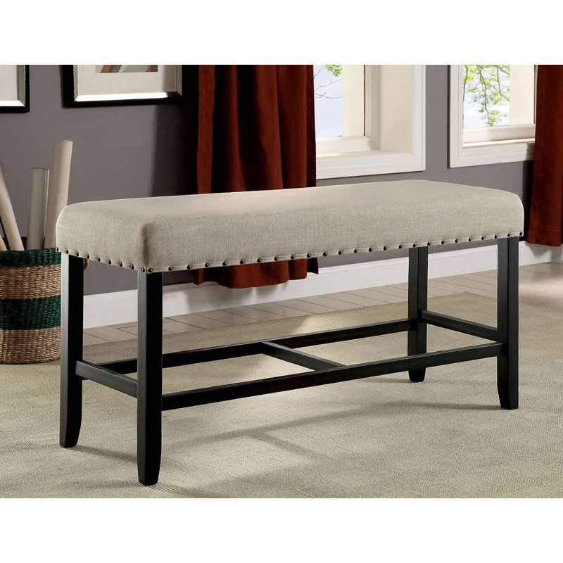 Banc de comptoir de 43,6 po de hauteur, noir antique / beige