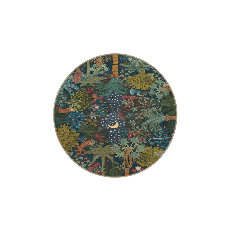 Machine Washable Moon Forest Patterned Decorative Rug, Rectangle 3'11" x 5'11"