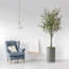 Arbre artificiel dans un pot de fleurs moderne, décoration d'arbre en soie d'olivier artificiel (pot et arbre)-424482373-424482375