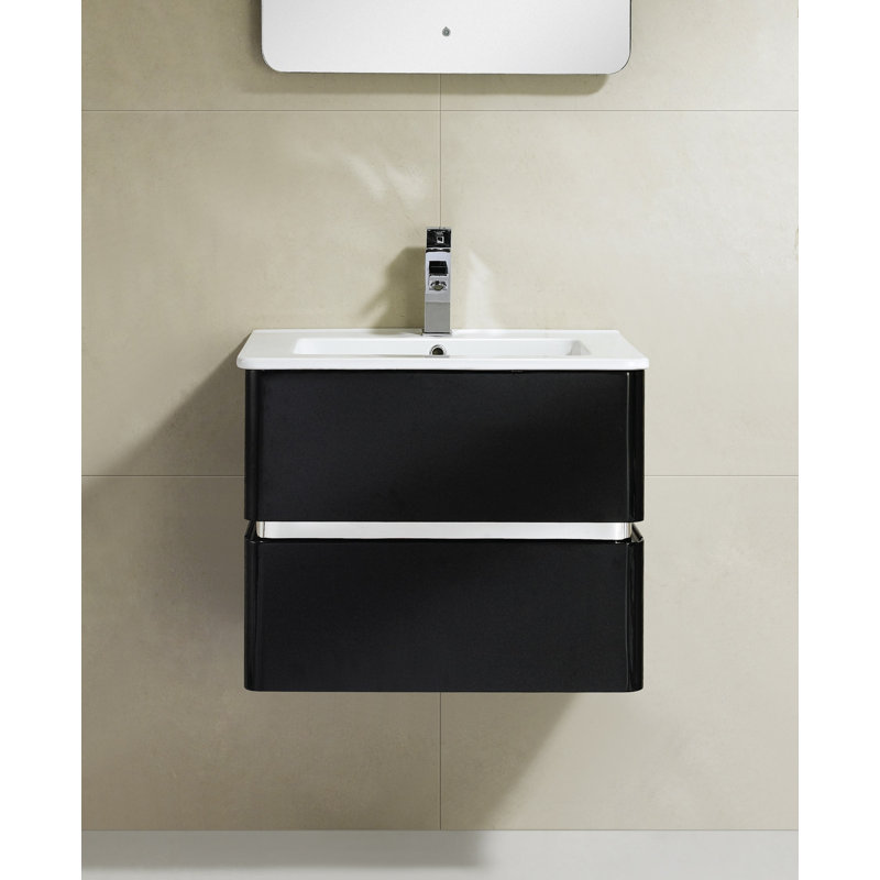 Ensemble de meuble-lavabo simple mural 24 po Stellan, Noir