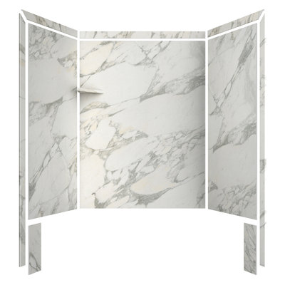 FlexStone Royale 60"W x 36"D x 80"H Alcove Bathtub/Shower Surround in Calcutta Gold