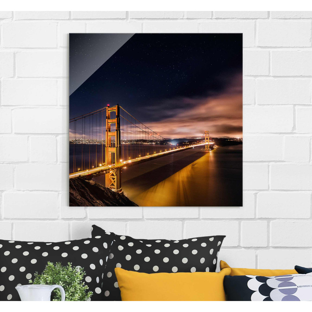 Glasbild Golden Gate to Stars