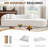 Modern Style Curved Sofa, Upholstery Boneless Corduroy Sofa Couch with 3 Pillows, Oversized Sleek Curved Sectional Boucle Fabric Couch for Living Room-776368057