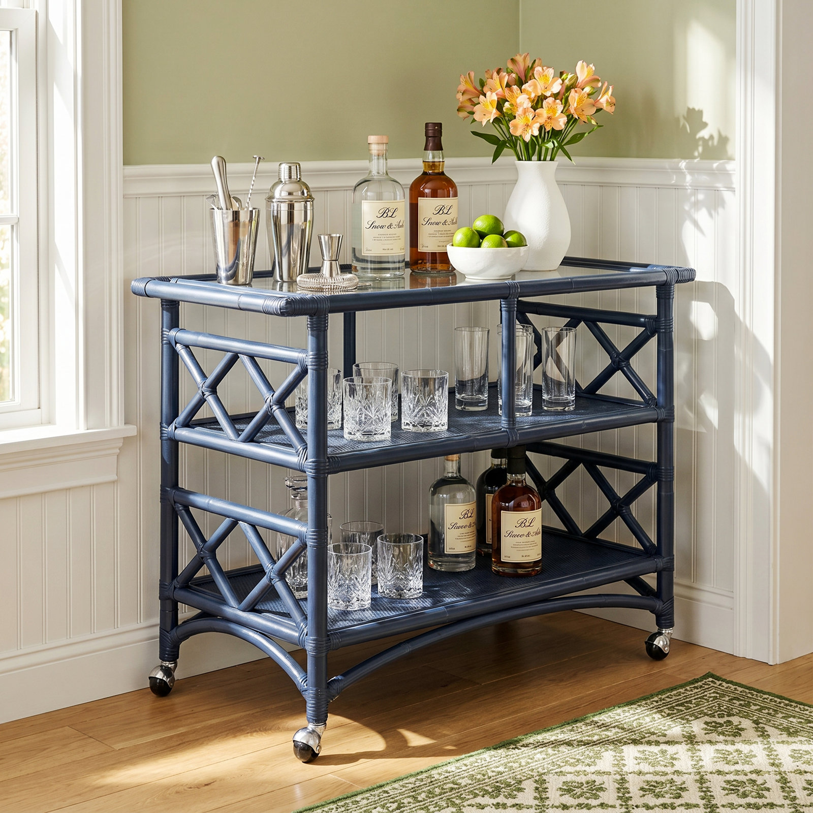 Abbott Wicker / Rattan Bar Cart, Black