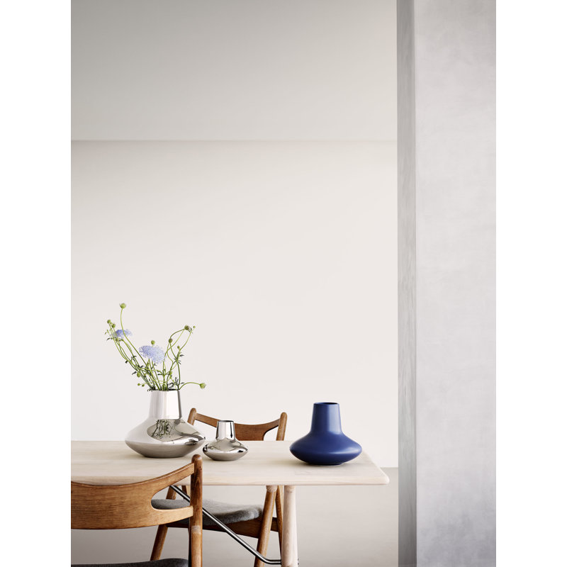 Henning Koppel Mirror Polished Indoor / Outdoor Stainless Steel Table Vase, 8.74" H x 10.63" W x 10.63" D