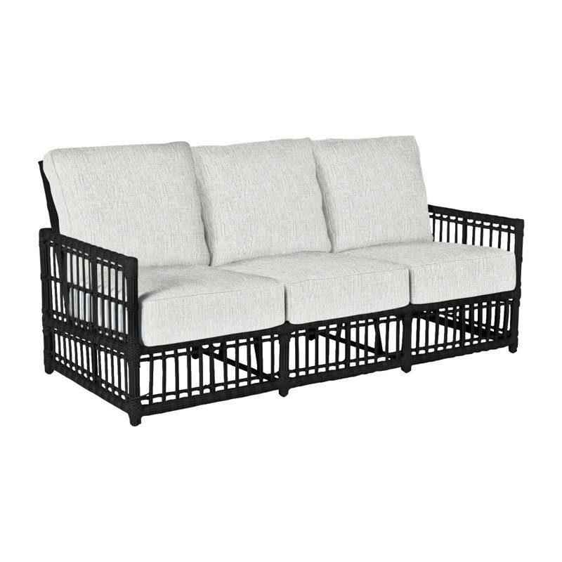 Newport N-Dura Resin Wicker Outdoor Sofa, No Welt, Onyx, Bali Pearl