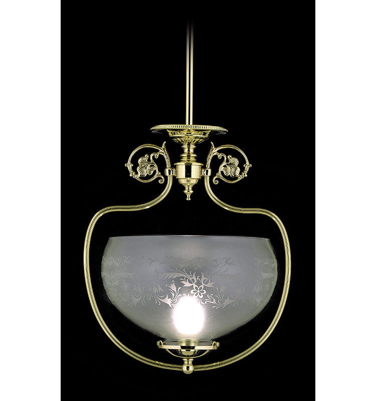 Luminaire suspendu 1 lumières simple urn Volney, Laiton poli