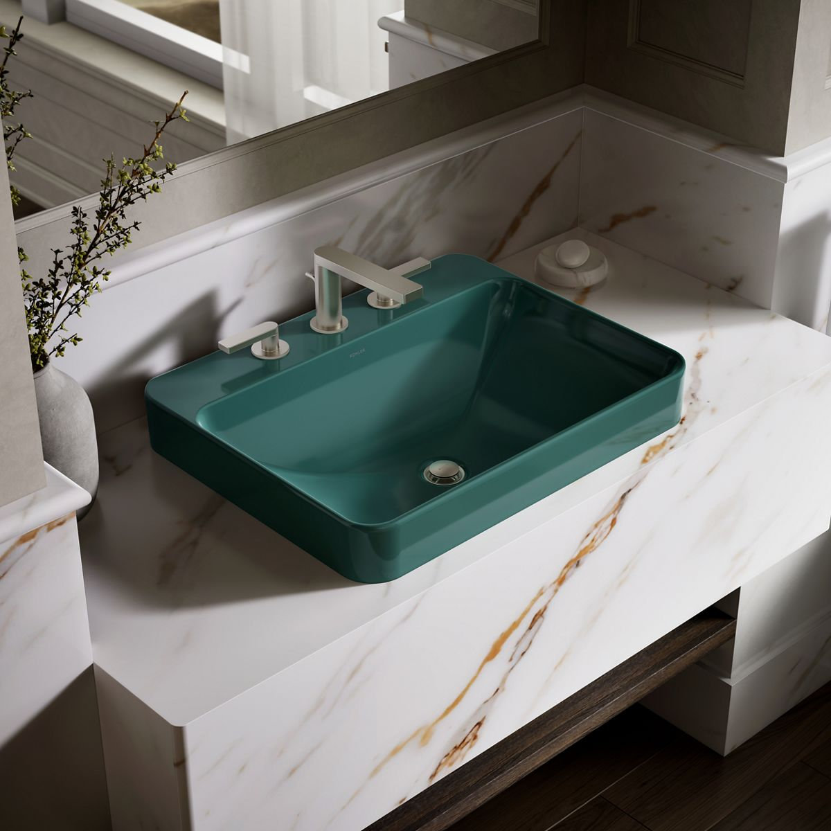 Vox Rectangular Vessel Sink, 3, Green