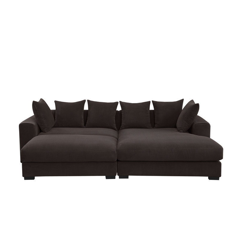 Frank Corduroy Upholstered Sectional, Dark Chocolate Conrduroy