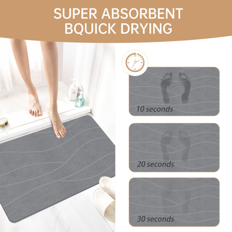 Extra Large Stone Bath Mat, 32''x20'' Non-Slip Diatomaceous Earth Stone Bath Mat, Absorbent Quick Drying for Bathroom/Kitchen, Easy to Clean