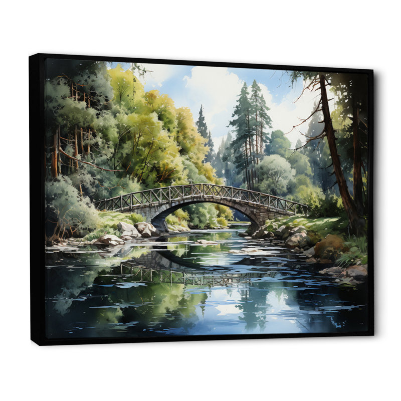 «Bellegarde Green Bridge Serene Arch I», reproduction sur toile, H 16 po x l 32 po x P 1 po, Cadre flottant noir
