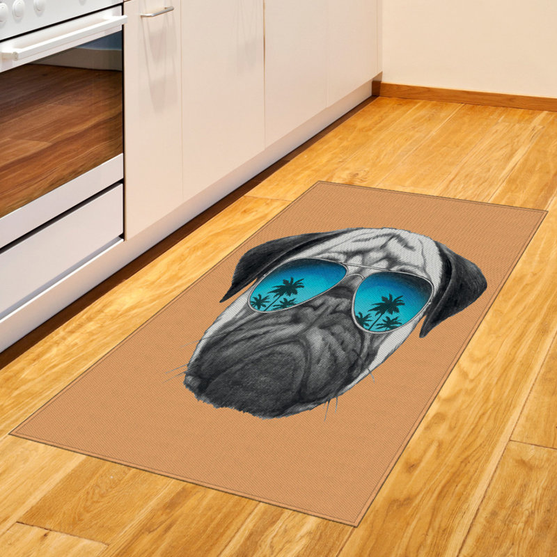 Pug High Density Long Fiber Poly Threads Decorative Area Rug Carpet, Rectangle 2'7" x 5'