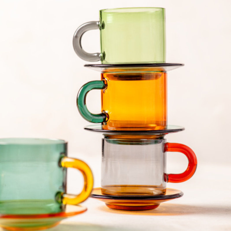 Grande tasse en verre Niko, bleu sarcelle, Sarcelle