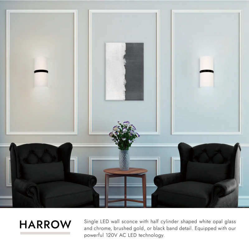Harrow 1 - Light Flush Mounted Sconce, Black