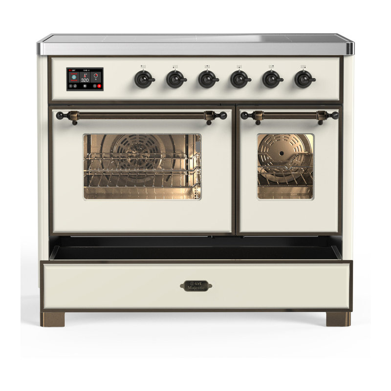 Majestic III Series 40 Inch Induction Range with 6 Induction Elements in Stainless Steel (Brass Trim), Antique White