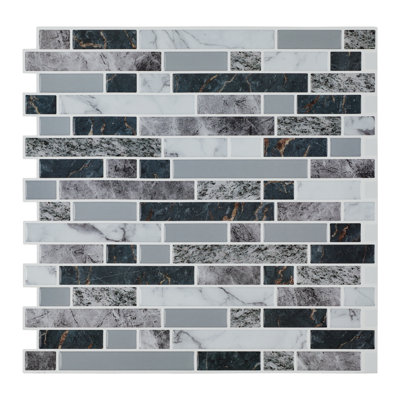 Peel And Stick Backsplash Gel Tiles, 12" X 12" 3d Faux Stone Marble Wall Tiles For Kitchen Bathroom