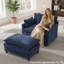 Fauteuil d'appoint surdimensionné en chenille avec repose-pieds-1219660613