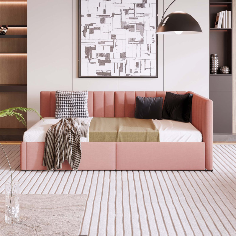 Lit de jour rembourré polyvalent avec rangement et fabrication robuste pour une vie confortable, Beige