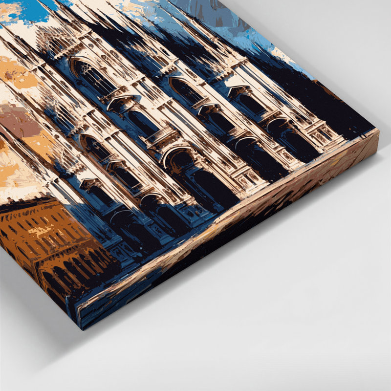Art mural sur toile beige avec villes en Italie, H 11 po x l 14 po