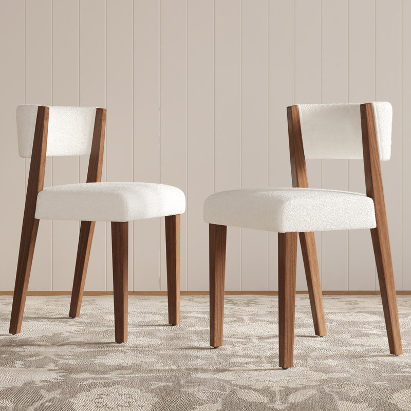 Ensemble de 2 chaises de salle à manger rembourrées avec pieds en bois de pin Mendivil, 2