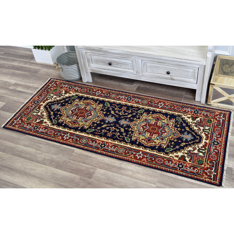 Tapis bleu royal royal Heriz, Rectangle 2 pi 6 po x 6 pi