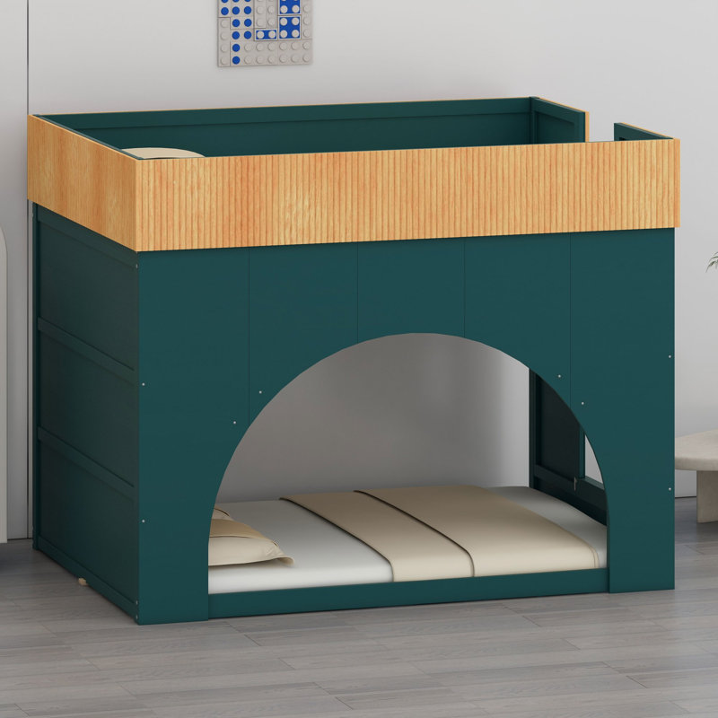 Lit superposé avec éclairage DEL modulaire et silhouette semi-circulaire pour chambres d'enfants modernes, Full