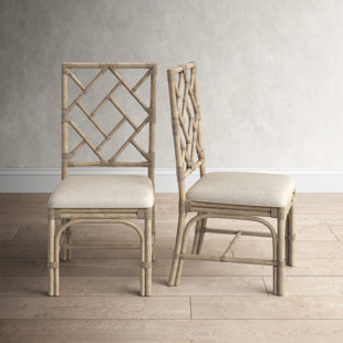 Nashua King Louis Back Distressed Natural Woven Rattan Side Chair